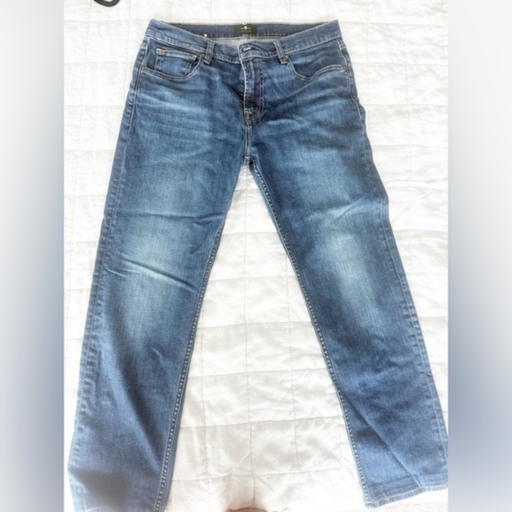 7 For All Mankind Slim Fit Jeans, Size 34, Classic Blue Wash - Gently Worn